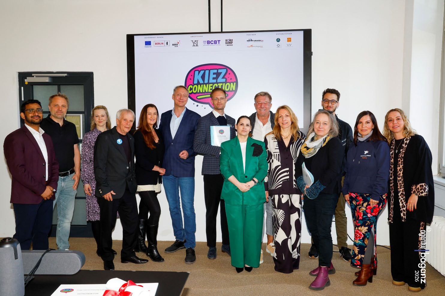 The Kiez Connection team with partner institutions, 30 April 2026 · Photo: Dieter Baganz / Agentur Baganz